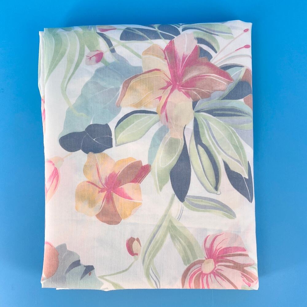 Vintage Pastel Tropical Floral Twin Fitted Sheet 90s 1990s Watercolor